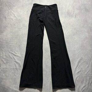 Lululemon Groove Pant Black Flare Yoga Pants Colorblock Waistband Size 4